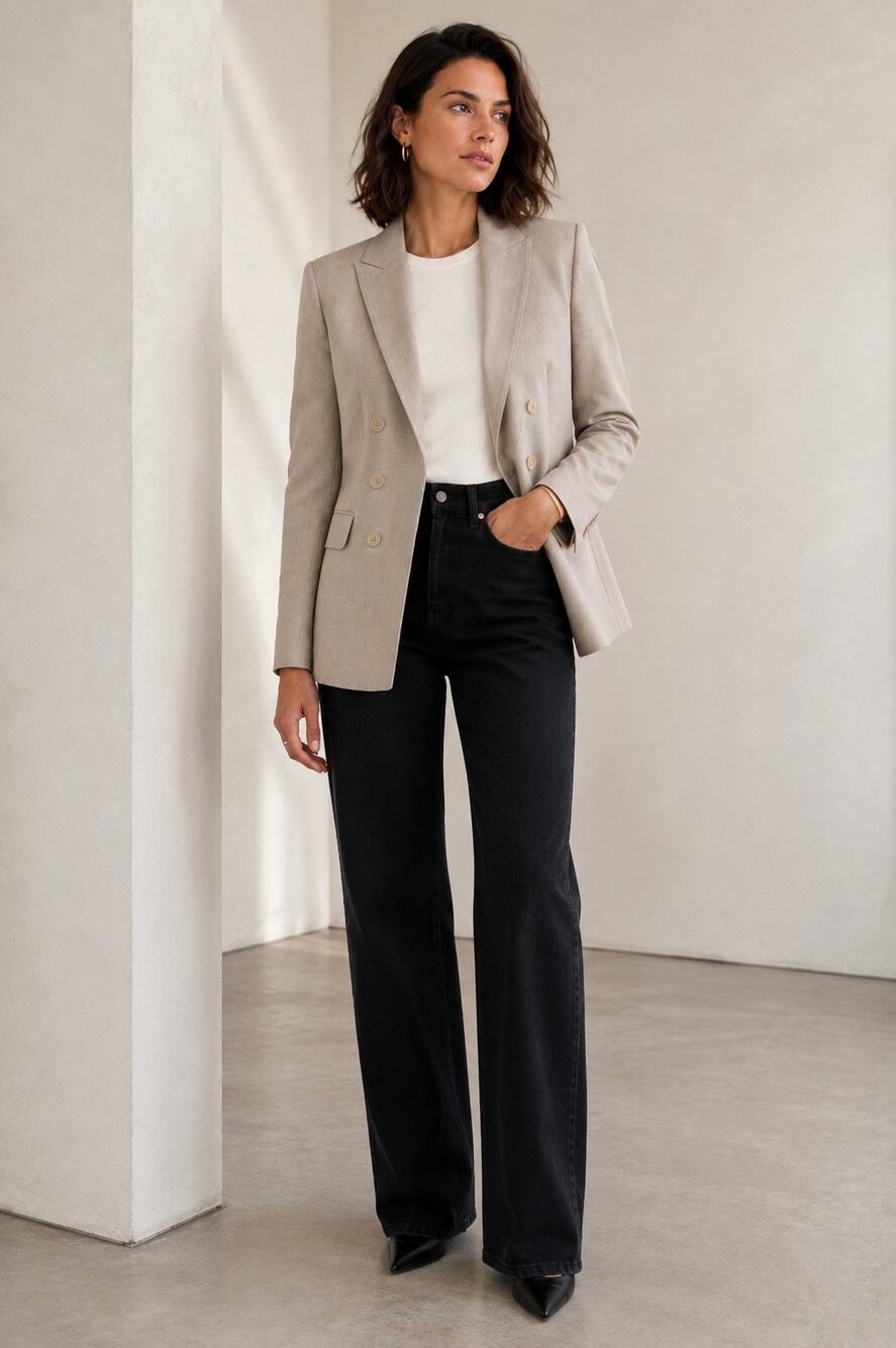 Akris Punto Double Breasted Tailored Blazer Beige Size 4 - Picture 5 of 15